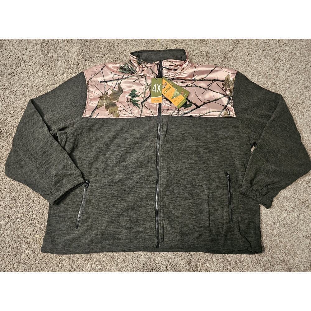 TRAIL CREST Womens Fleece Jacket Size 4X Pink Camo - Heathered Gray Zip 2029 408